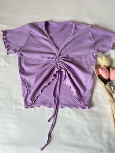 Lavender Ruched Tie-Up Top