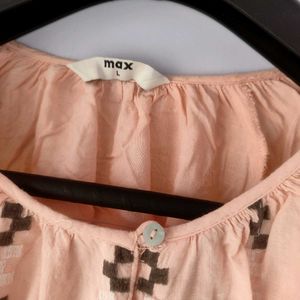 Embroidered Peachy Pink Kurta