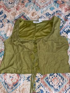 Green Tie-Front Crop Top