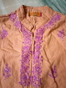 Embellished Orange Kurta - Shrishti