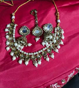 Elegant Pearl &amp; Kundan Necklace Set