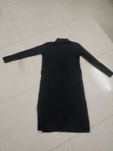 Black Ribbed Turtleneck Maxi Dress