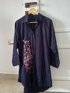 Navy Blue Embroidered Kurta