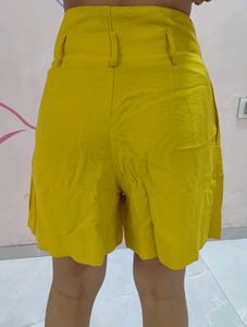 Mustard High-Waisted Shorts