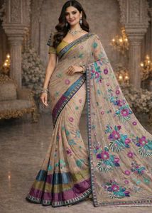 🇳🇿💫🎀Elegant Floral Embroidered Saree