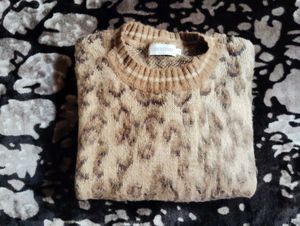 Animal print knit sweater