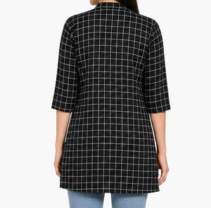 Women's Checkered Open Shrug