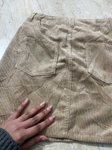 Tan Corduroy Mini Skirt