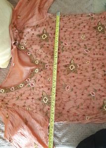 Rustic Hand Embroidered  Silk Kurti