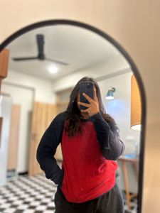 Raglan Red &amp; Navy Pullover Sweatshirt