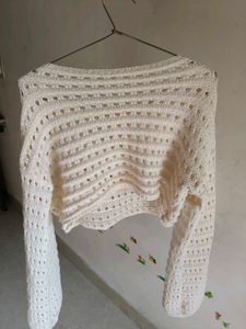 Cream Crochet Crop Top