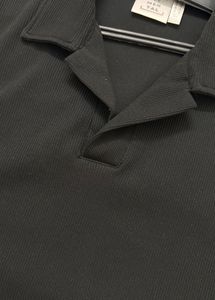 Black Collared V-Neck Top