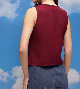Maroon Sleeveless V-Neck Top