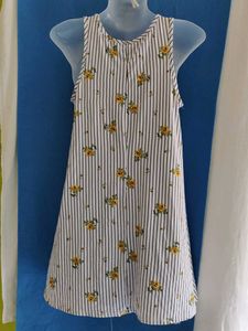 Striped Floral A-Line Dress