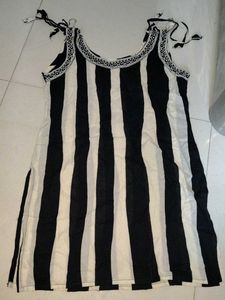Black &amp; White Striped Kurti