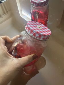 Set of 2 Red Mason Jar Glasses