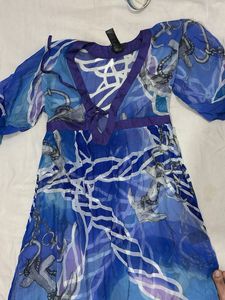Bohemian Blue Anchor Print Beaach swim dress