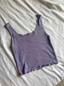 Urbanic- Lilac Ribbed Tank Top with Cherry Embroid