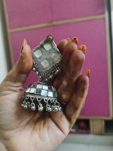 Mirror Jhumka Earrings