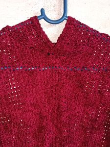 Girl's Partywear See-through Knit Top Hoodie