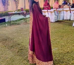 Heavy Golden Work Gown With Dupatta