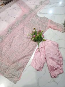 Pink Embroidered Kurta Set with Dupatta