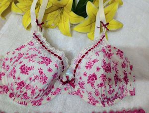 Floral Print Bra With Beautiful Net Penty