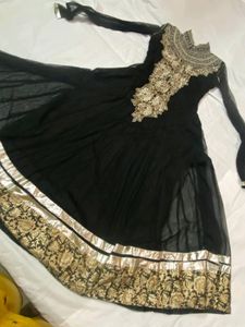 Elegant Black & Gold Anarkali Dress