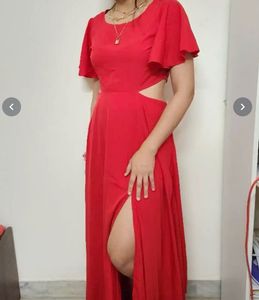 Stunning Red Maxi Dress with Cut-outs
