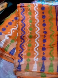 Orange Saree with Vibrant Patterns