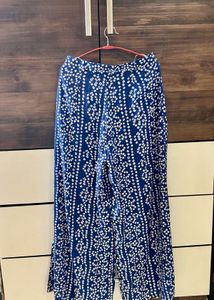 💙 Blue Print High-Waist Wide-Leg Palazzo Pants