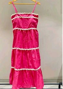 White Tiered Dress with Black Trim