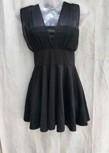 57209. Elegant Black V-Neck Mini Dress