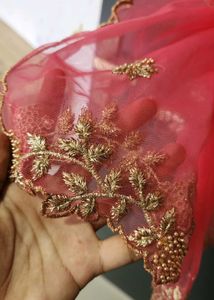 Vibrant Pink Embroidered Net Dupatta