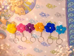 Handmade Crochet Flower Keychain Set