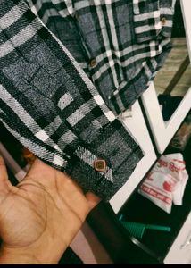 Black Plaid Flannel Wool Shirt