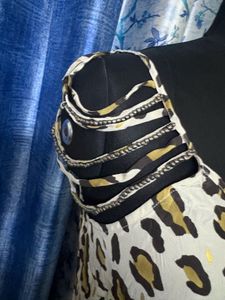 Chic Leopard Print Spaghetti Strap Top 100% silk