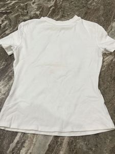 White T-Shirt with Pink Flower Print