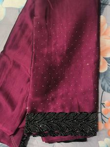 Elegant Maroon Saree with Embellishments