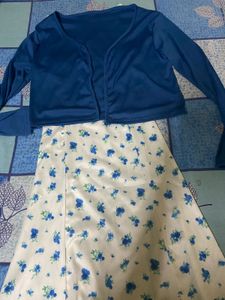 Floral Midi Dress with Cardigan