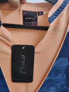 Peach Kurta with Blue Tie-Dye Shrug