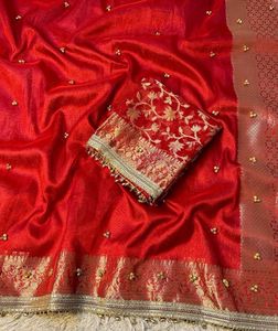 Most Viral ghungaroo Red Banarasi Silk Saree