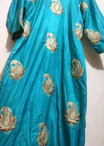 Torqoise Kurta Plazo Set For 38 Bust