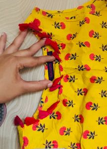 Vibrant Yellow Floral Print Kurta