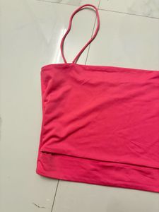 Hot Pink  Shein spaghetti Strap Crop Top