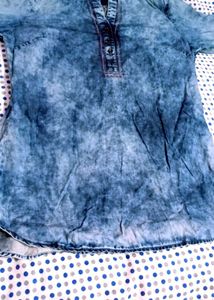 Stylish Washed Denim Kurti  and jeans