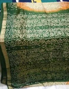 Brand New bandhani cotton silk saree set