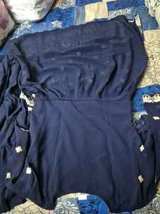 Elegant Navy Blue Embroidered Shaara kurta