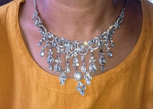 Silver stone Necklace Earrings jewellery Set