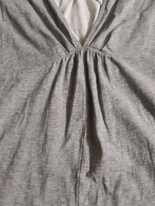 Grey Layered V-Neck Top